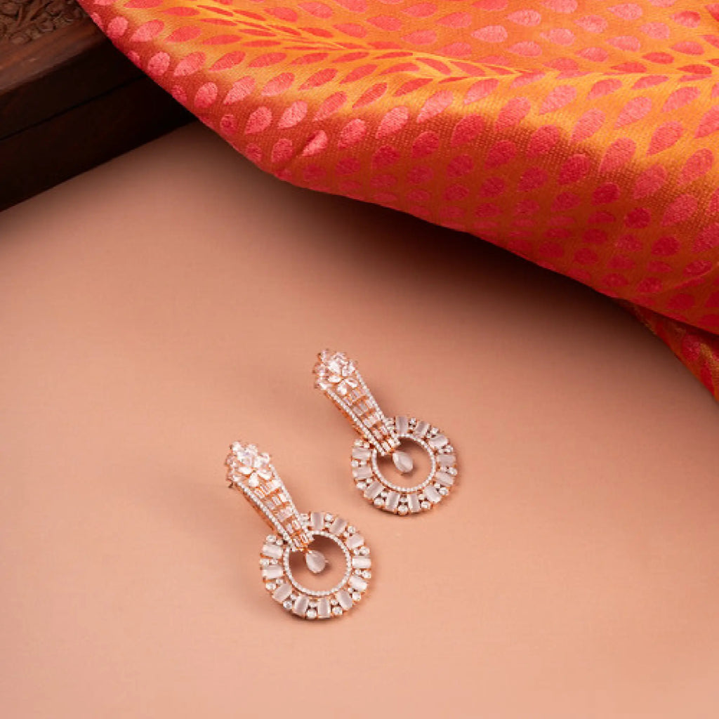 Radiant Rosegold Circular Drop Earrings
