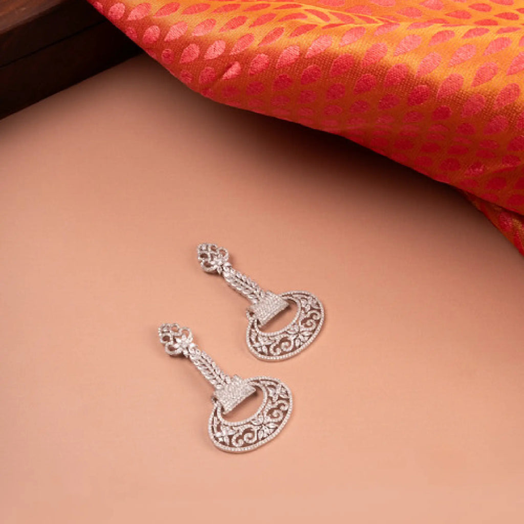 Royal Silver Filigree Drop Earrings