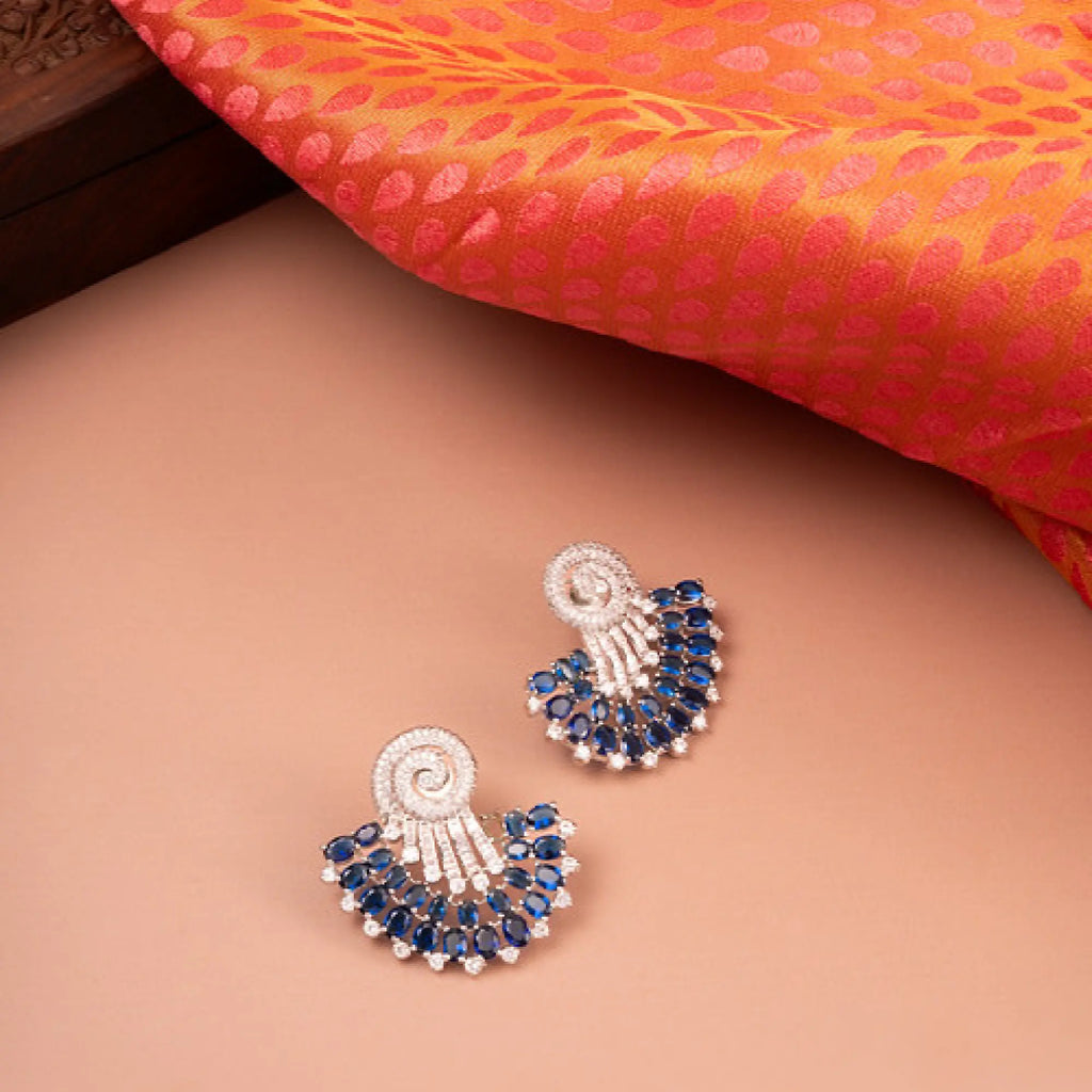 Sapphire Fan-Shaped Designer Earrings