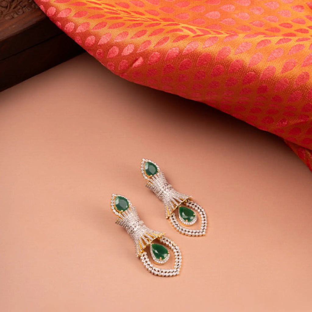 Emerald Teardrop Filigree Earrings