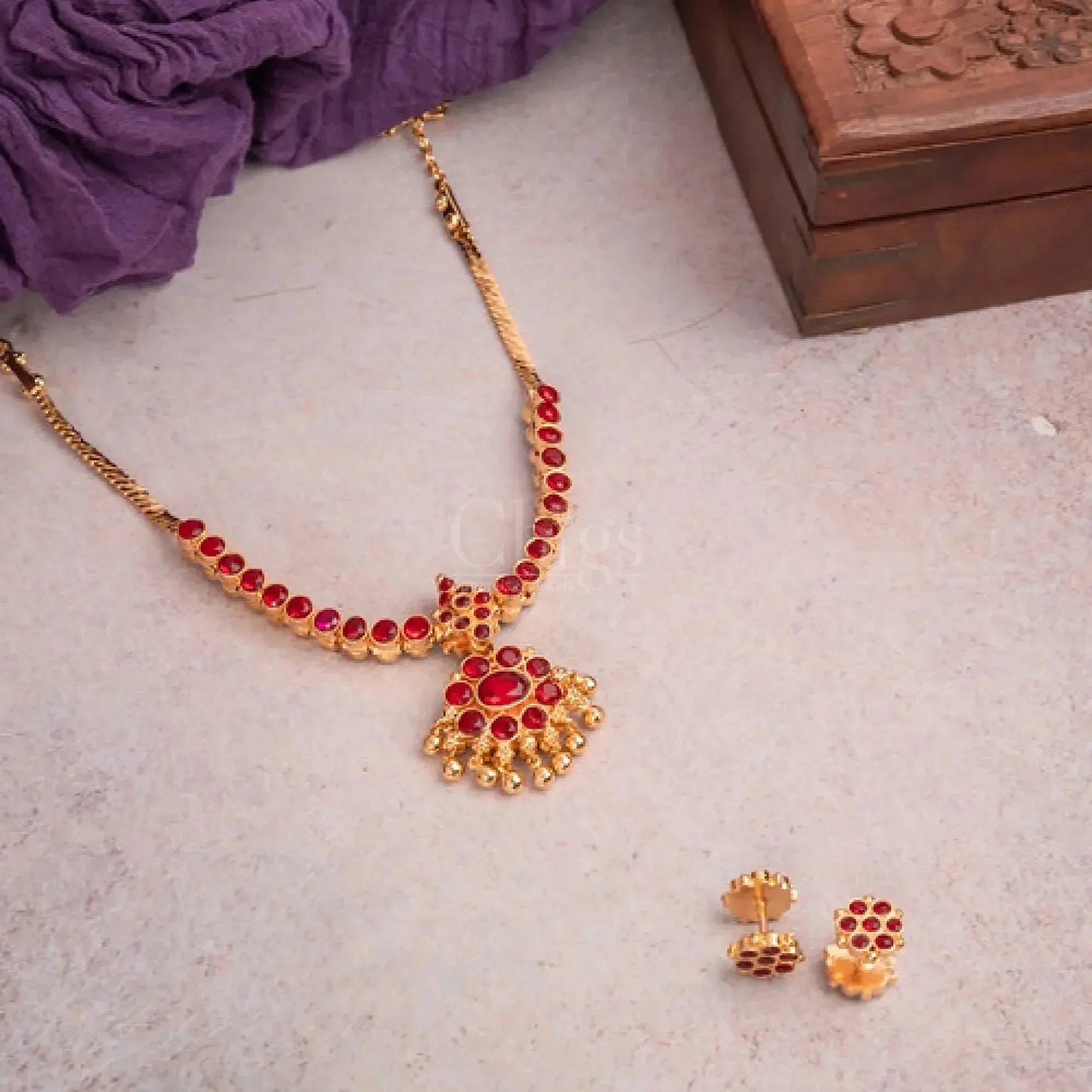 Ruby Kemp Stone Short Double Side Attigai with stud