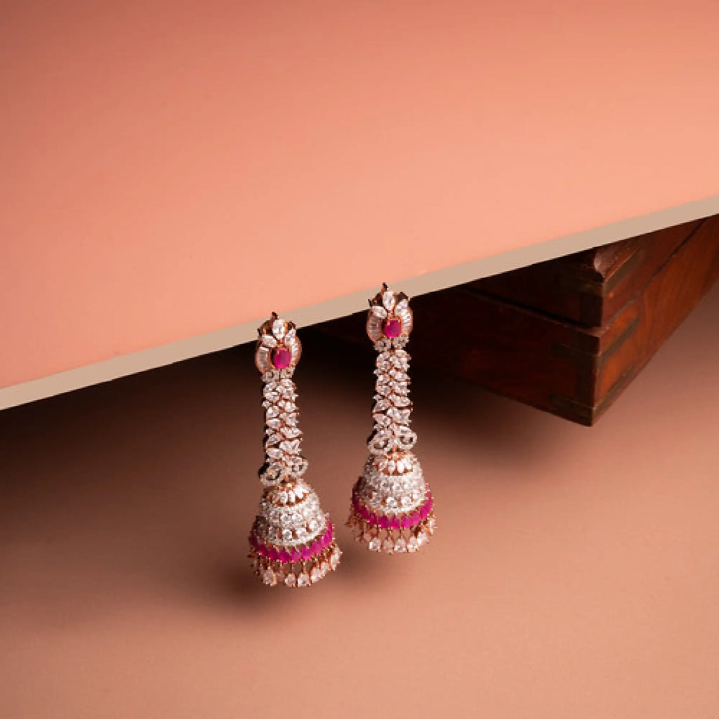 Royal Ruby Stone Jhumka Drop Earrings