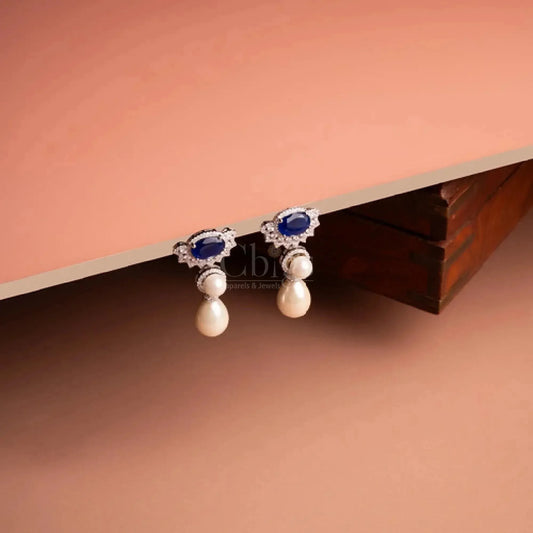 Royal Blue Sapphire Stone with Pearl Drop