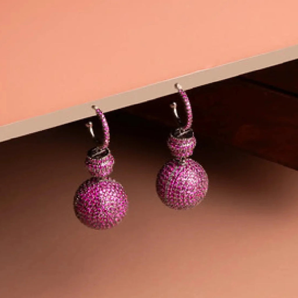 Twilight Pink Textured Ball Drop Earrings