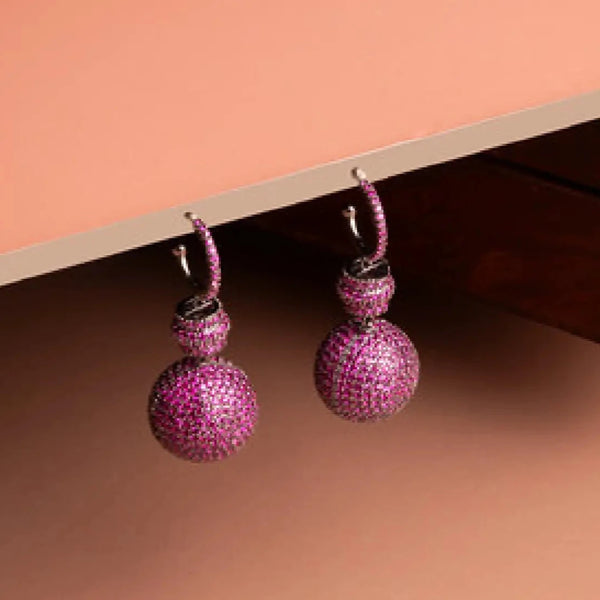 Twilight Pink Textured Ball Drop Earrings