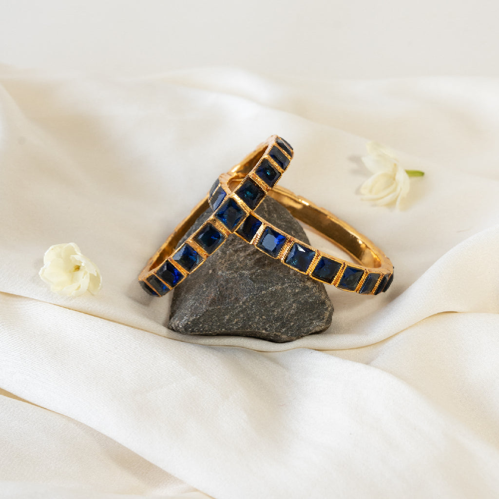 Keya – Sapphire Square Kemp Bangles 
