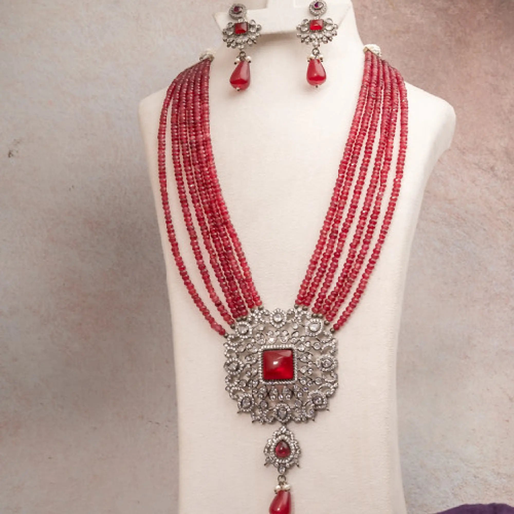 Charming Glow Ruby mala set