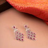 Ruby Red Stone Designer Drop Earrings with American Diamonds