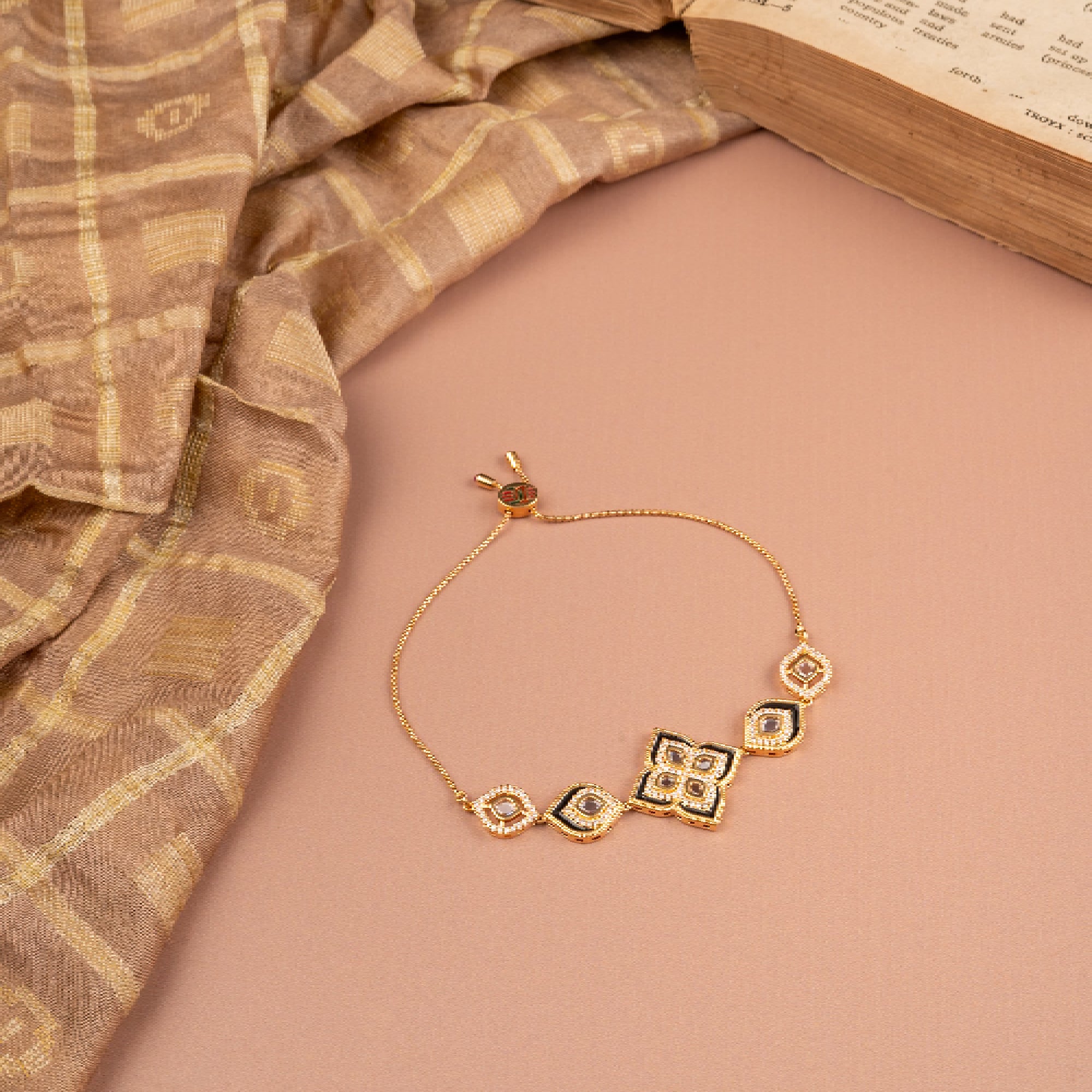Black & Gold Vintage Tile Bracelet