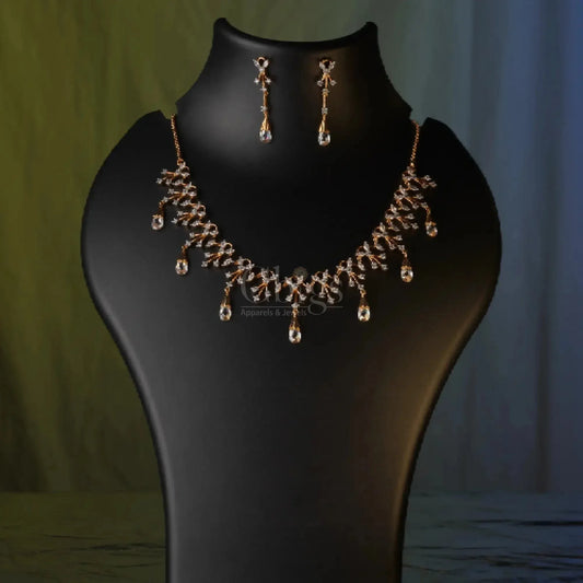 Diti Diamond Crush Necklace Set – Delicate Sparkle with Crystal Grace