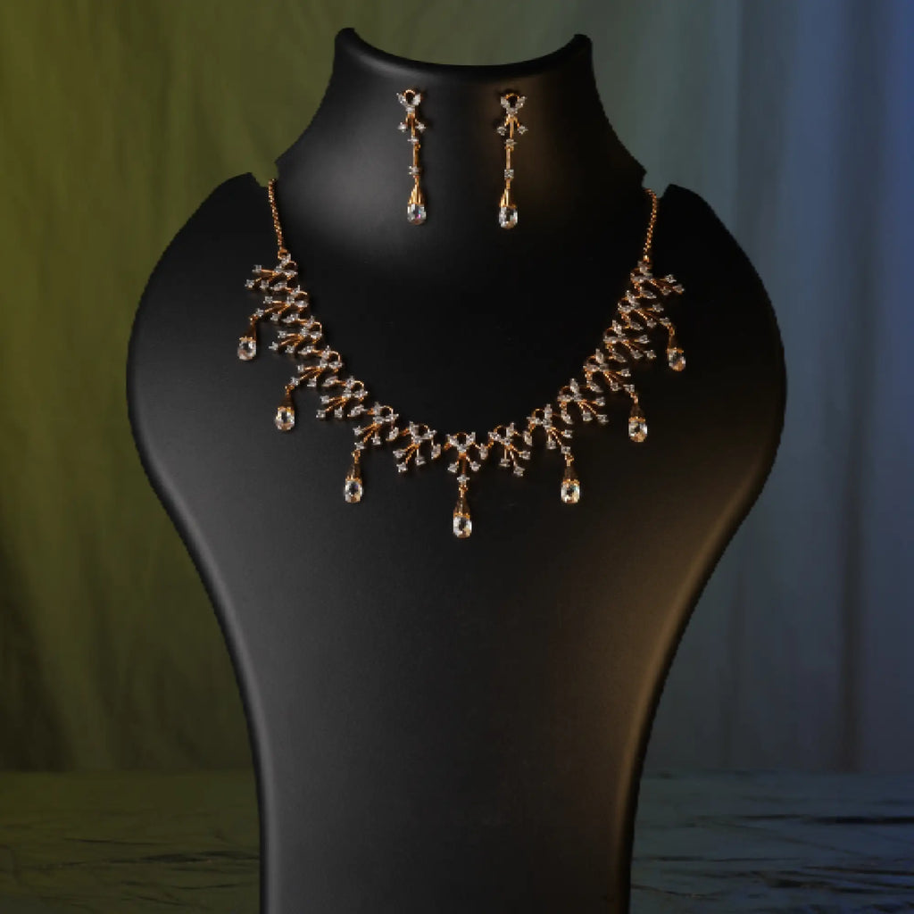 Diti Diamond Crush Necklace Set – Delicate Sparkle with Crystal Grace