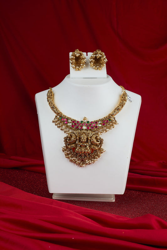 Antique Lakshmi Floral Temple Collar Set