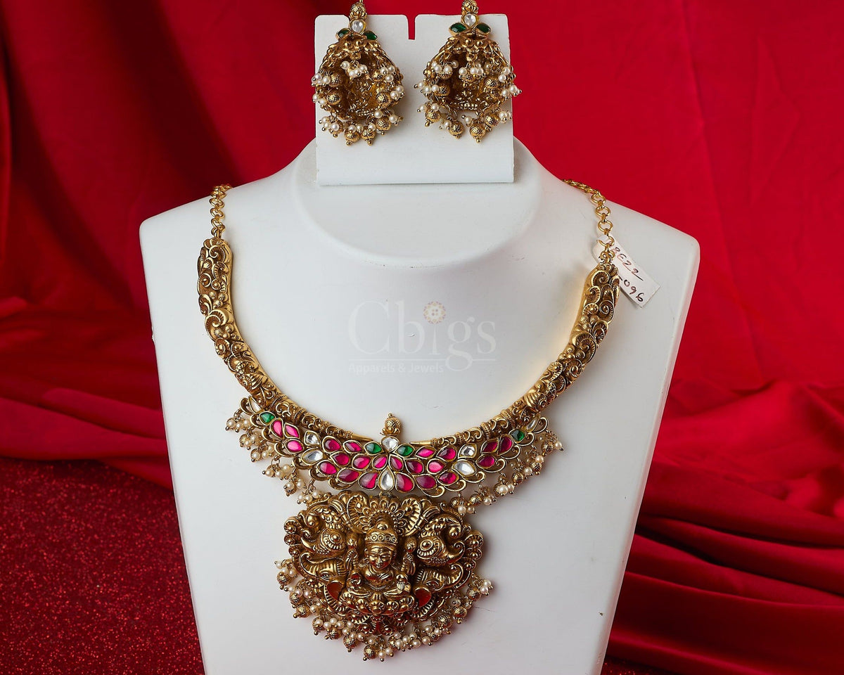 Antique Lakshmi Floral Temple Collar Set