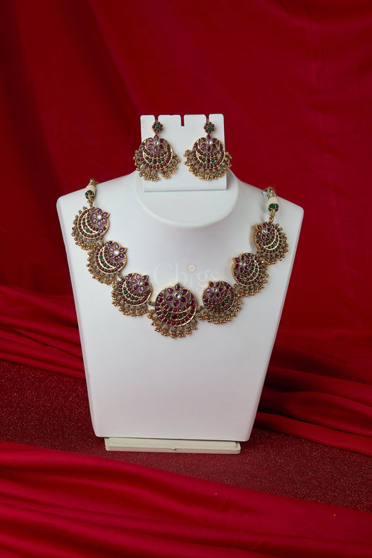Antique Ruby Peacock Medallion Necklace