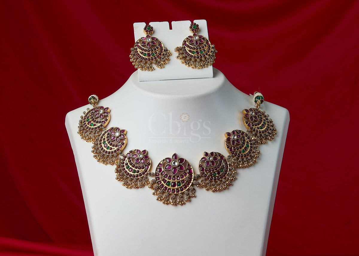 Antique Ruby Peacock Medallion Necklace