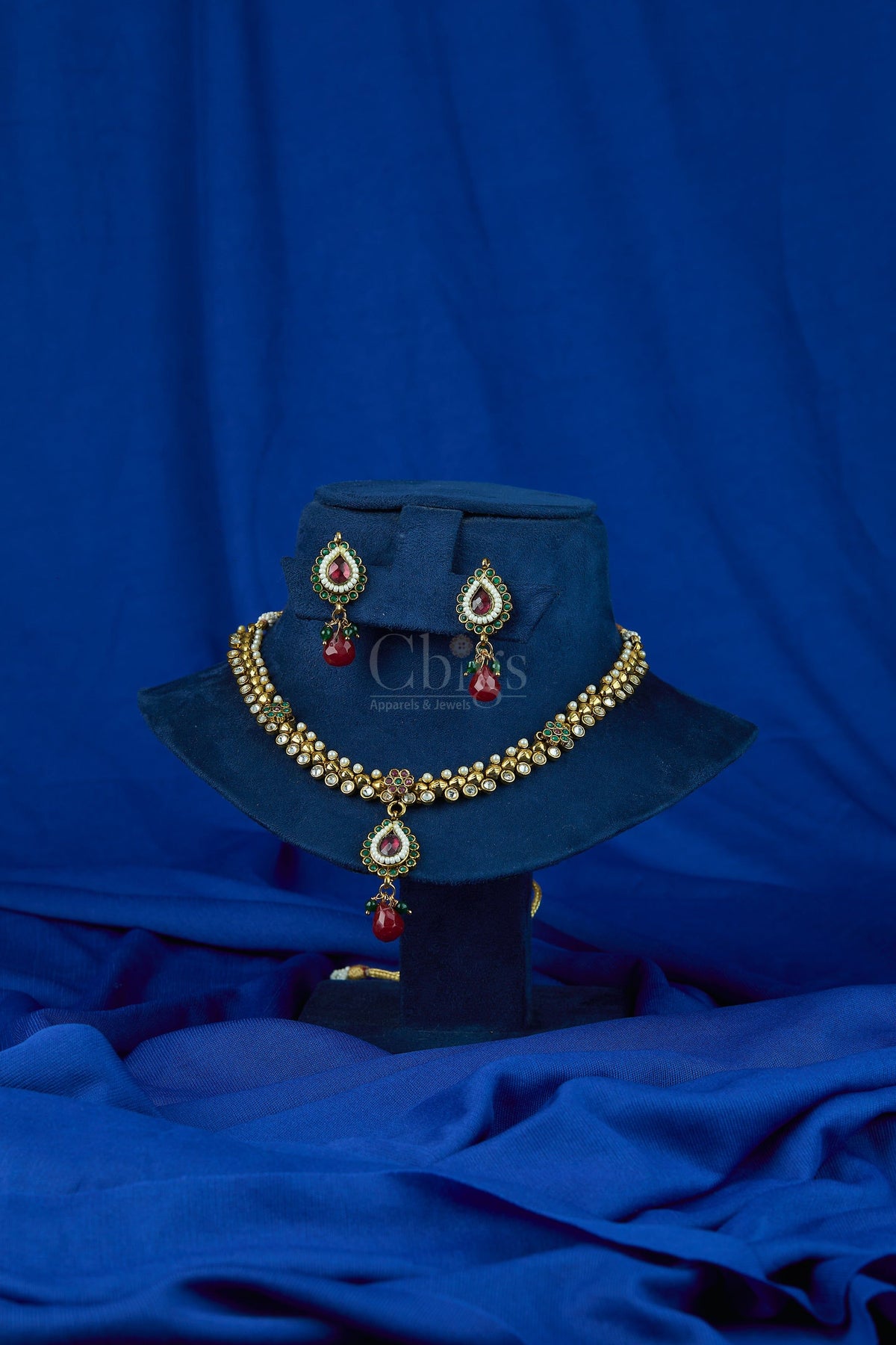 Antique Ruby Kundan Floral Set