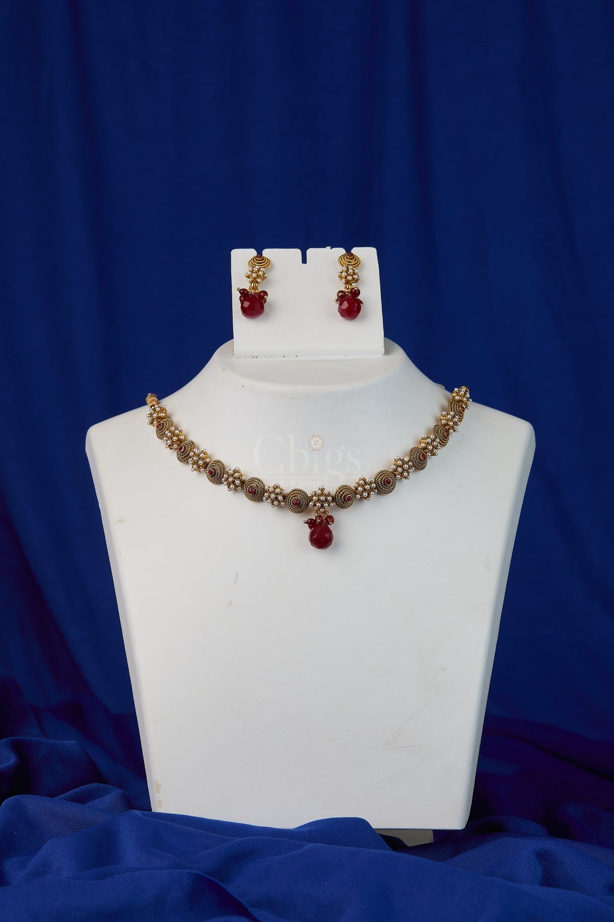 Ruby Teardrop Antique Necklace Set