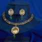 Antique Emerald Kundan Disc Necklace Set