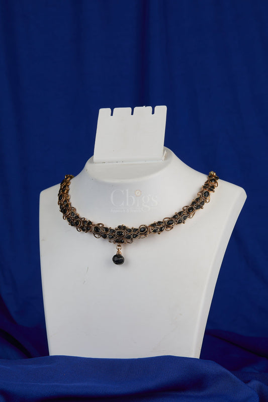 Antique Midnight Crystal Cluster Collar