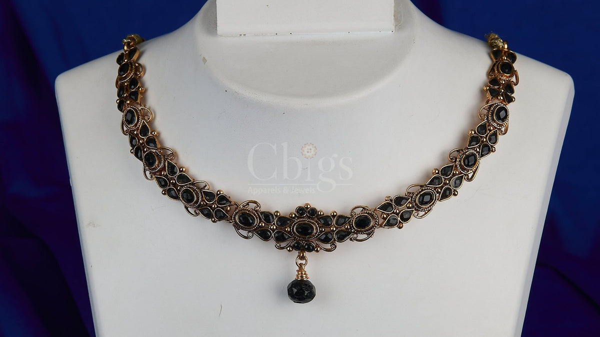 Antique Midnight Crystal Cluster Collar