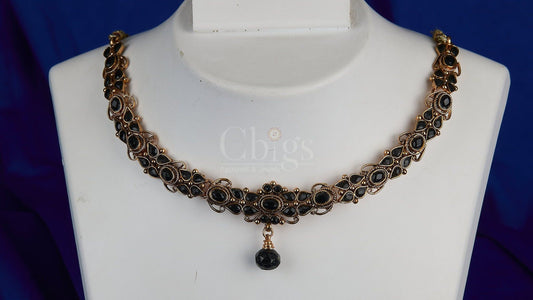 Antique Midnight Crystal Cluster Collar