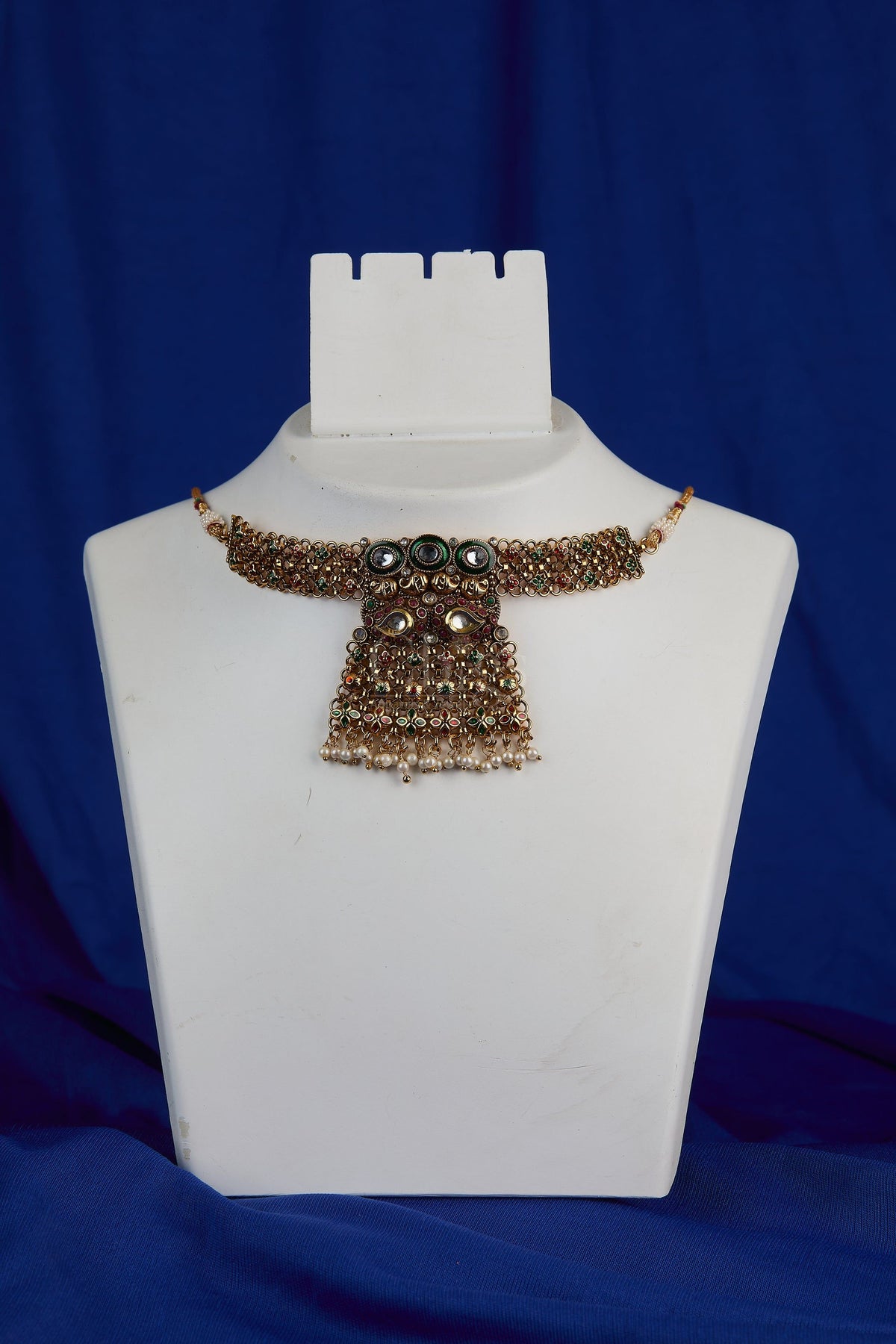 Antique Multi-Stone Lattice Choker Pendant