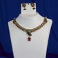 Antique Ruby Green Paisley Necklace Set