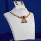 Antique Ruby Jhumka Bar Necklace Set