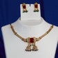 Antique Ruby Jhumka Bar Necklace Set