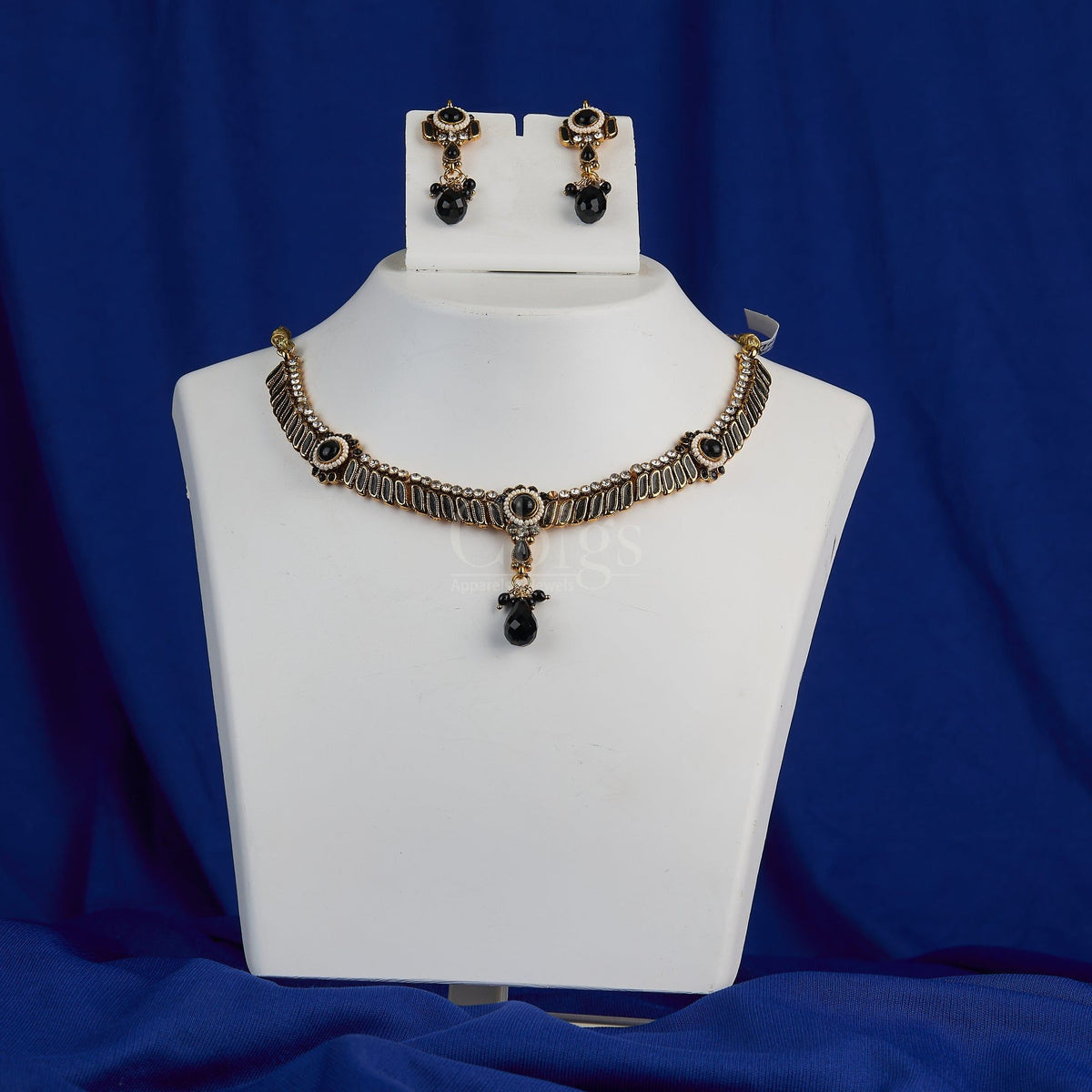Antique Black Onyx Link Necklace Set