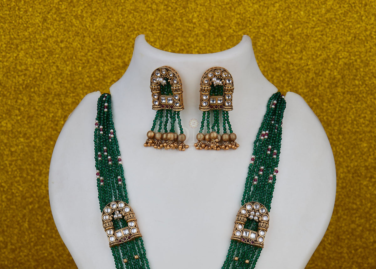 Antique Emerald Bead Archway Pendant Set