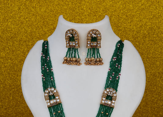 Antique Emerald Bead Archway Pendant Set