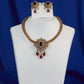 Antique Garnet Mesh Medallion Necklace Set