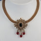 Antique Garnet Mesh Medallion Necklace Set