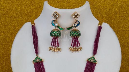 Antique Ruby Peacock Lattice Pendant Set