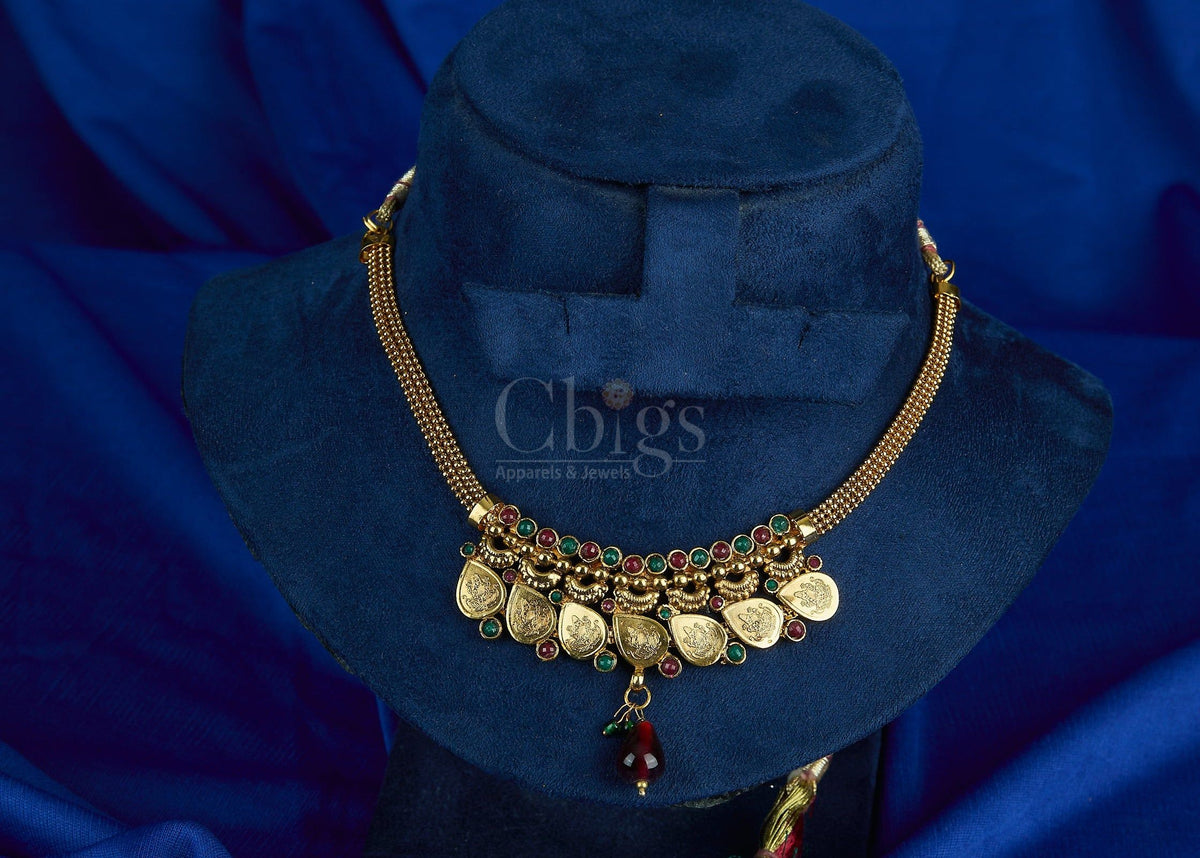 Antique Lakshmi Coin Fringe Necklace
