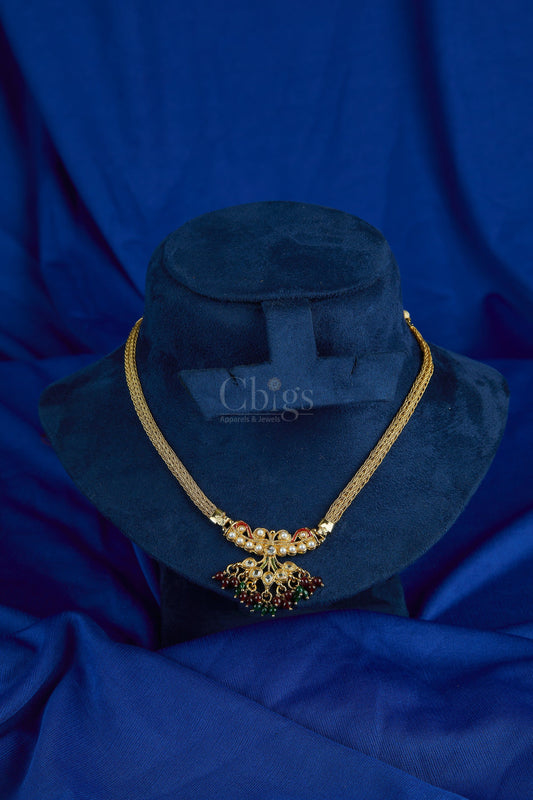 Antique Pearl Kundan Lotus Tassel Collar