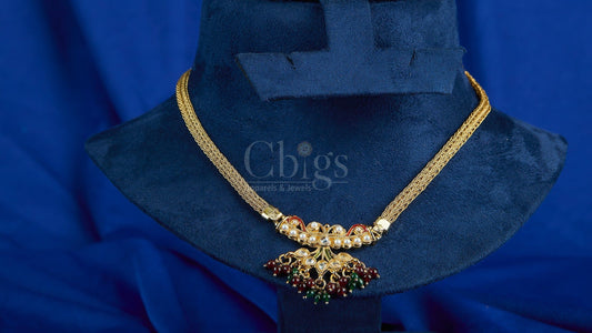 Antique Pearl Kundan Lotus Tassel Collar