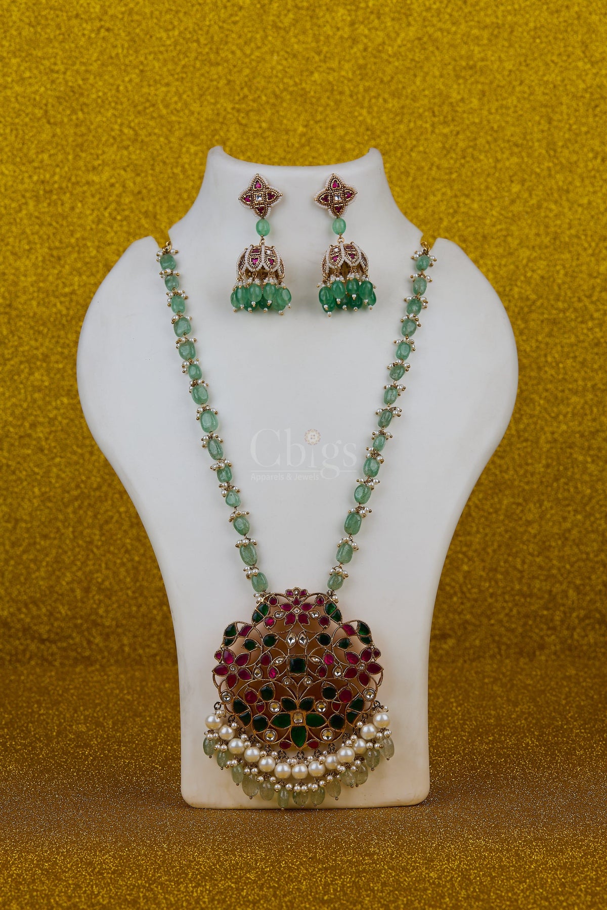 Antique Mint Blossom Navarathna Medallion Set