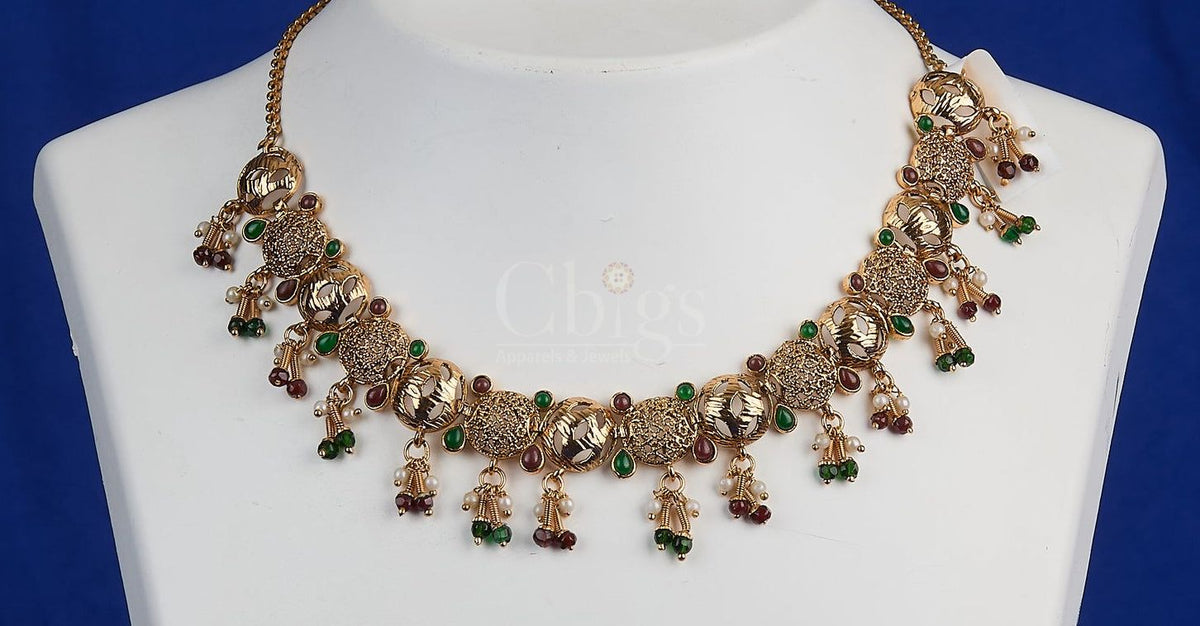 Ruby Bead Drop Antique Collar