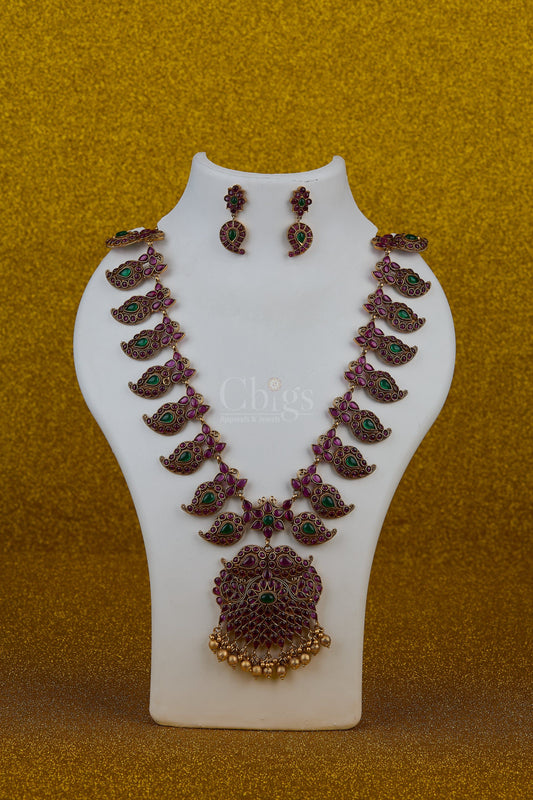 Antique Ruby Emerald Mango Cascade Haram
