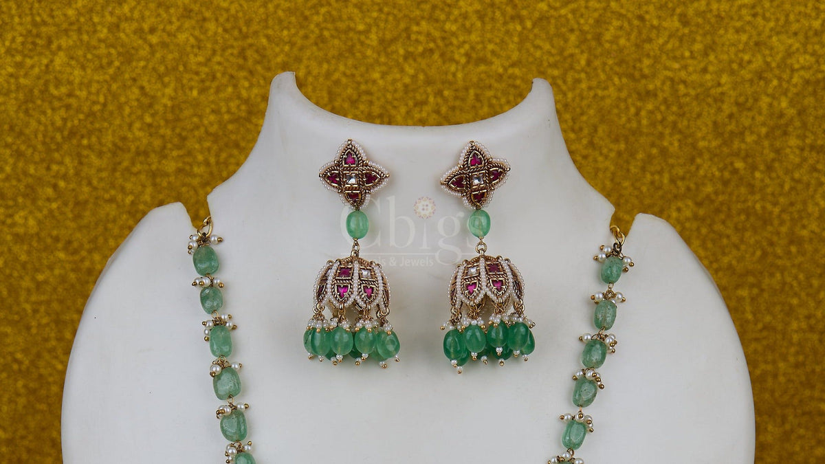 Antique Mint Blossom Navarathna Medallion Set