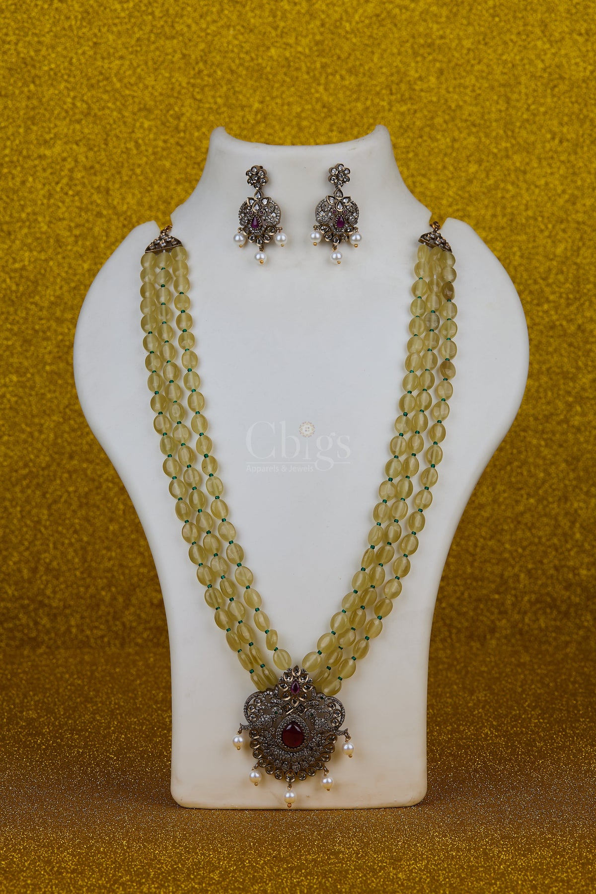 Antique Golden Citrine Multi-Strand Medallion Set