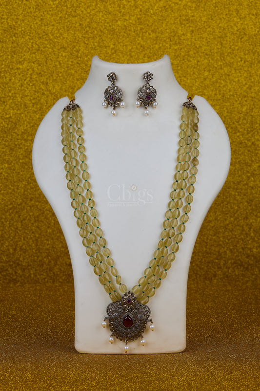 Antique Golden Citrine Multi-Strand Medallion Set