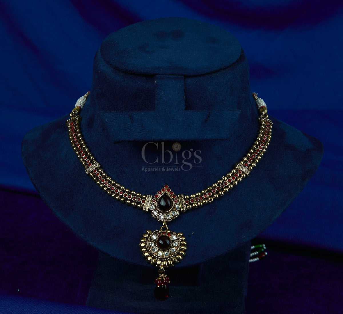 Antique Garnet Halo Double Medallion Necklace