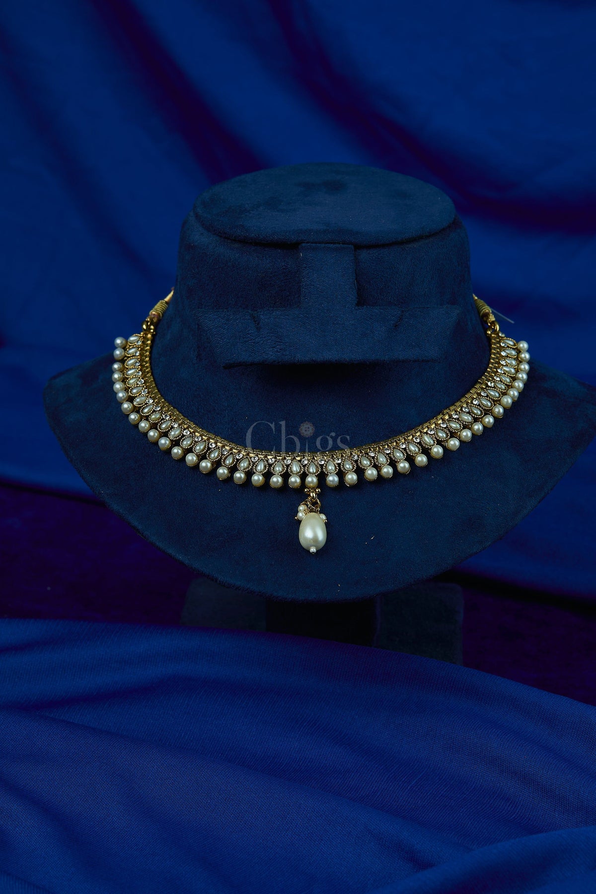 Antique Pearl Tear Fringe Choker