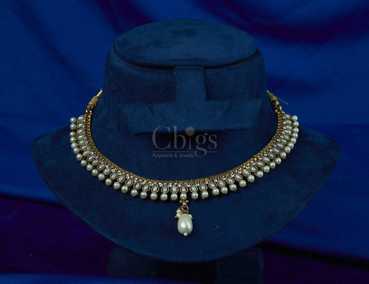 Antique Pearl Tear Fringe Choker