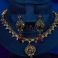 Antique Ruby Green Floral Pendant Set