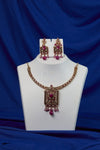 Antique Ruby Filigree Panel Pendant Set