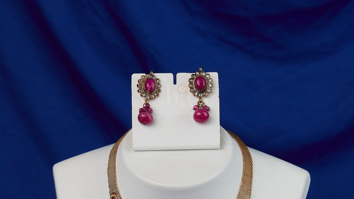 Antique Ruby Mesh Mandala Necklace Set